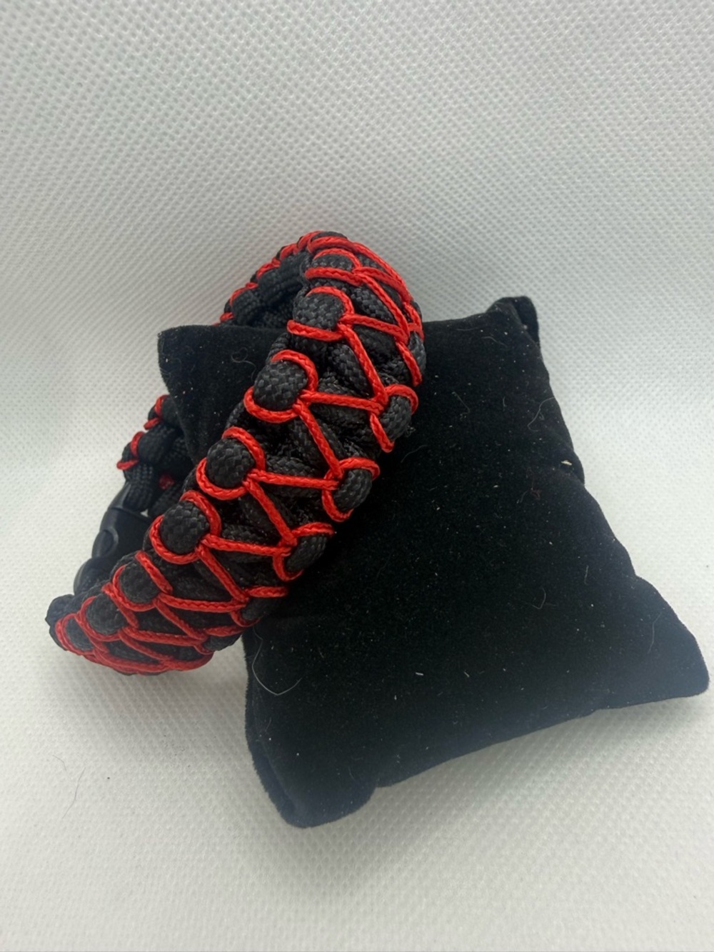 Handmade Black & Red Herringbone Paracord Bracelet